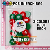 M&m Fake Candies Christmas Mix Colors Candy Charms Flatback Cabochons 30 Pcs Food