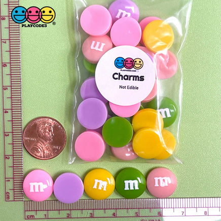 M&m Fake Candies Easter Pastel Color Mix Candy Charms Flatback Cabochons 30 Pcs Charm