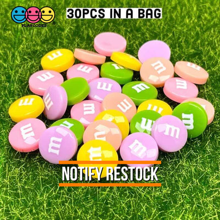 M&m Fake Candies Easter Pastel Color Mix Candy Charms Flatback Cabochons 30 Pcs Charm