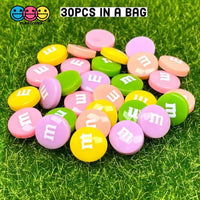 M&m Fake Candies Easter Pastel Color Mix Candy Charms Flatback Cabochons 30 Pcs Charm