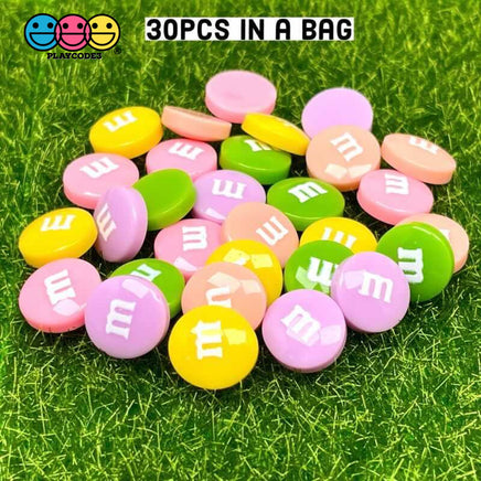 M&m Fake Candies Easter Pastel Color Mix Candy Charms Flatback Cabochons 30 Pcs Charm
