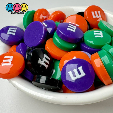 M&M Fake Candies Halloween Mix Colors Candy Charms Flatback Cabochons 28 Pcs Food