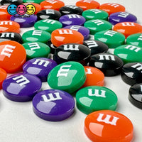 M&M Fake Candies Halloween Mix Colors Candy Charms Flatback Cabochons 28 Pcs Food