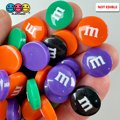 M&M Fake Candies Halloween Mix Colors Candy Charms Flatback Cabochons 28 Pcs Food