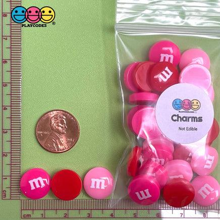 M&m Fake Candies Valentines Day Mix Colors Candy Charms Flatback Cabochons 30 Pcs Charm