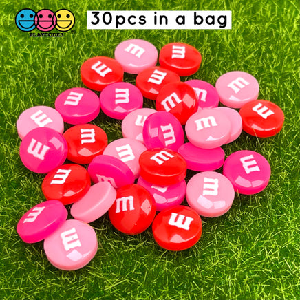 M&m Fake Candies Valentines Day Mix Colors Candy Charms Flatback Cabochons 30 Pcs Charm