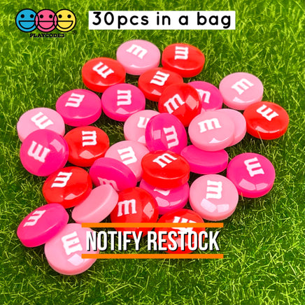 M&m Fake Candies Valentines Day Mix Colors Candy Charms Flatback Cabochons 30 Pcs Charm