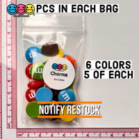 M&m Mixed Chocolate Candies Fake Candy Charms Flatback Cabochons 30 Pcs Charm