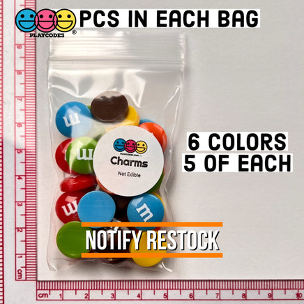 M&m Mixed Chocolate Candies Fake Candy Charms Flatback Cabochons 30 Pcs Charm