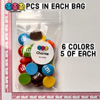 M&m Mixed Chocolate Candies Fake Candy Charms Flatback Cabochons 30 Pcs Charm