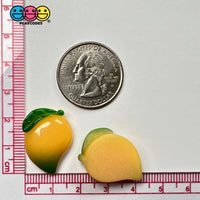 Mango Yellow Flatback Charm With Stem Fake Fruit Plastic Cabochons 10 Pcs