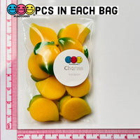 Mango Yellow Flatback Charm With Stem Fake Fruit Plastic Cabochons 10 Pcs