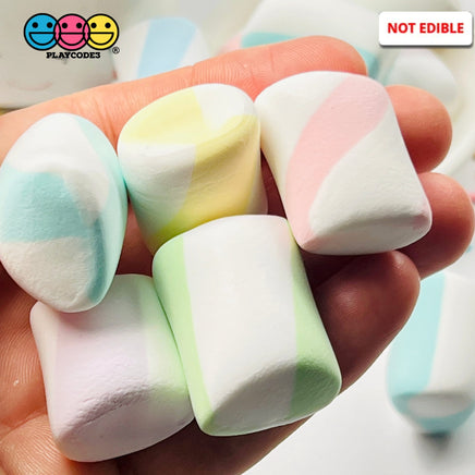 Marshmallows Mini Charms Cabochon Fake Food Hard Clay Light Weight Not Soft Decoden 12 Pcs