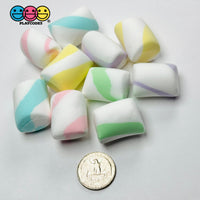 Marshmallows Mini Charms Cabochon Fake Food Hard Clay Light Weight NOT SOFT Decoden 10 pcs - Fake Food