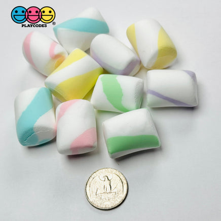 Marshmallows Mini Charms Cabochon Fake Food Hard Clay Light Weight NOT SOFT Decoden 10 pcs - Fake Food