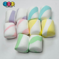 Marshmallows Mini Charms Cabochon Fake Food Hard Clay Light Weight NOT SOFT Decoden 10 pcs - Fake Food