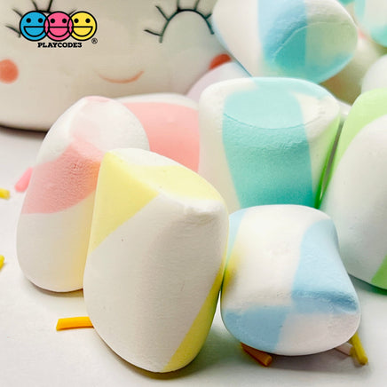 Marshmallows Mini Charms Cabochon Fake Food Hard Clay Light Weight Not Soft Decoden 12 Pcs