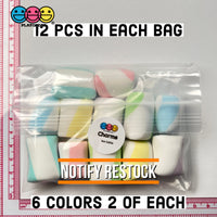 Marshmallows Mini Charms Cabochon Fake Food Hard Clay Light Weight Not Soft Decoden 12 Pcs