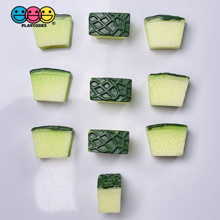 Melon With Skin Chunks 3D Fake Food Realistic Charm Cabochons 10 Pcs