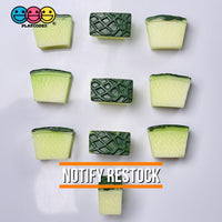 Melon With Skin Chunks 3D Fake Food Realistic Charm Cabochons 10 Pcs