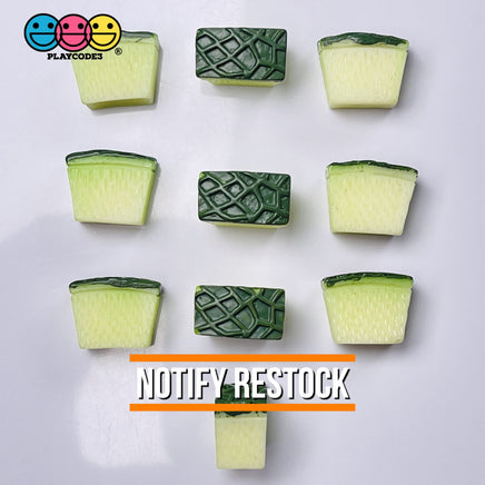 Melon With Skin Chunks 3D Fake Food Realistic Charm Cabochons 10 Pcs