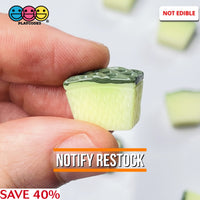 Melon With Skin Chunks 3D Fake Food Realistic Charm Cabochons 10 Pcs