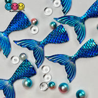 Mermaid Tail Diamond Blue Iridescent Color Shift Flatback Charms Cabochons Fish Decoden 10 Pcs Charm