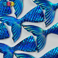Mermaid Tail Diamond Blue Iridescent Color Shift Flatback Charms Cabochons Fish Decoden 10 Pcs Charm