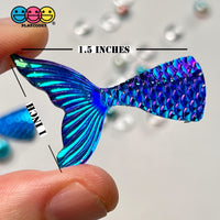 Mermaid Tail Diamond Blue Iridescent Color Shift Flatback Charms Cabochons Fish Decoden 10 Pcs Charm