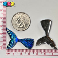 Mermaid Tail Diamond Blue Iridescent Color Shift Flatback Charms Cabochons Fish Decoden 10 Pcs Charm