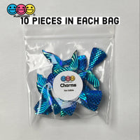 Mermaid Tail Diamond Blue Iridescent Color Shift Flatback Charms Cabochons Fish Decoden 10 Pcs Charm