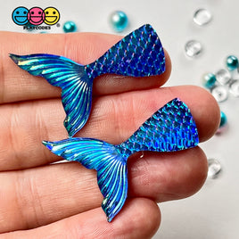 Mermaid Tail Diamond Blue Iridescent Color Shift Flatback Charms Cabochons Fish Decoden 10 Pcs Charm