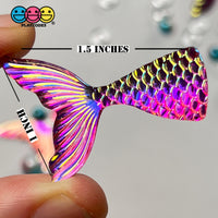 Mermaid Tail Hot Pink Iridescent Color Shift Flatback Charms Cabochons Fish Decoden 10 Pcs Playcode3