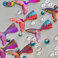 Mermaid Tail Hot Pink Iridescent Color Shift Flatback Charms Cabochons Fish Decoden 10 Pcs Playcode3
