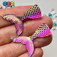 Mermaid Tail Hot Pink Iridescent Color Shift Flatback Charms Cabochons Fish Decoden 10 Pcs Playcode3