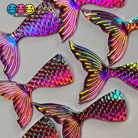 Mermaid Tail Hot Pink Iridescent Color Shift Flatback Charms Cabochons Fish Decoden 10 Pcs Playcode3