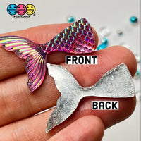Mermaid Tail Hot Pink Iridescent Color Shift Flatback Charms Cabochons Fish Decoden 10 Pcs Playcode3