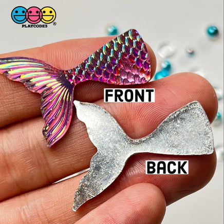 Mermaid Tail Hot Pink Iridescent Color Shift Flatback Charms Cabochons Fish Decoden 10 Pcs Playcode3