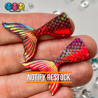 Mermaid Tail Mix Colors Iridescent Color Shift Flatback Charms Cabochons Fish Decoden 12 Pcs Charm