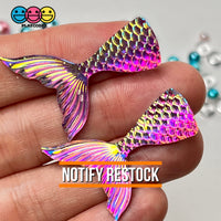Mermaid Tail Mix Colors Iridescent Color Shift Flatback Charms Cabochons Fish Decoden 12 Pcs Charm