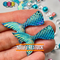 Mermaid Tail Mix Colors Iridescent Color Shift Flatback Charms Cabochons Fish Decoden 12 Pcs Charm