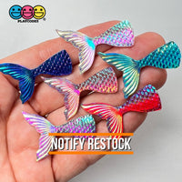 Mermaid Tail Mix Colors Iridescent Color Shift Flatback Charms Cabochons Fish Decoden 12 Pcs Charm