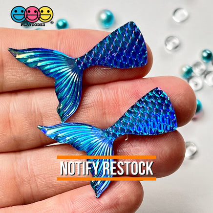 Mermaid Tail Mix Colors Iridescent Color Shift Flatback Charms Cabochons Fish Decoden 12 Pcs Charm