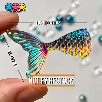 Mermaid Tail Multi Color Iridescent Shift Flatback Charms Cabochons Fish Decoden 10 Pcs Charm