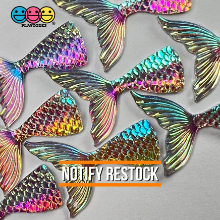 Mermaid Tail Multi Color Iridescent Shift Flatback Charms Cabochons Fish Decoden 10 Pcs Charm