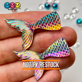 Mermaid Tail Multi Color Iridescent Shift Flatback Charms Cabochons Fish Decoden 10 Pcs Charm