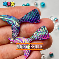 Mermaid Tail Purple Iridescent Color Shift Flatback Charms Cabochons Fish Decoden 10 Pcs Charm