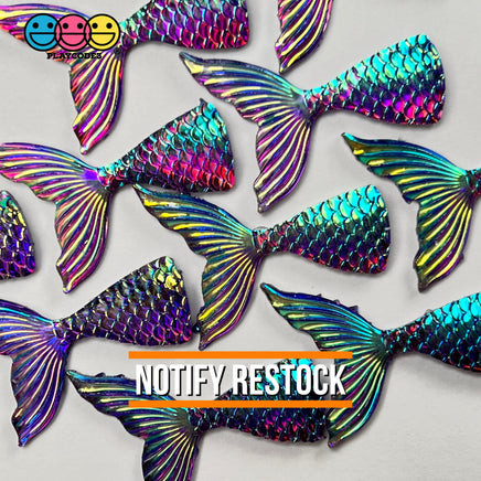 Mermaid Tail Purple Iridescent Color Shift Flatback Charms Cabochons Fish Decoden 10 Pcs Charm