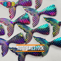 Mermaid Tail Purple Iridescent Color Shift Flatback Charms Cabochons Fish Decoden 10 Pcs Charm