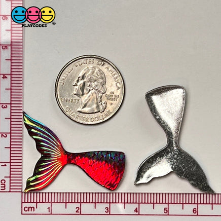 Mermaid Tail Red Iridescent Color Shift Flatback Charms Cabochons Fish Decoden 10 Pcs Charm